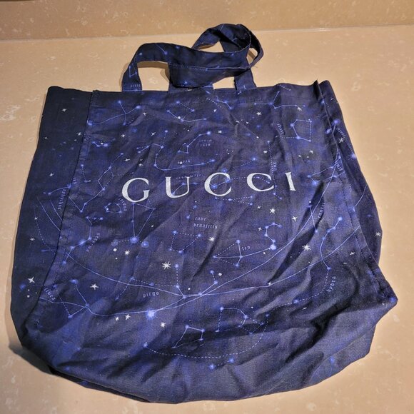 Gucci Reuseable Cotton Canvas Tote Solar System Limited Edition Navy - Picture 1 of 6